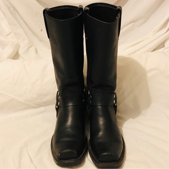 Black Frye Biltrite Boots size 6 1/2 square toe with silver buckle. - Picture 3 of 12